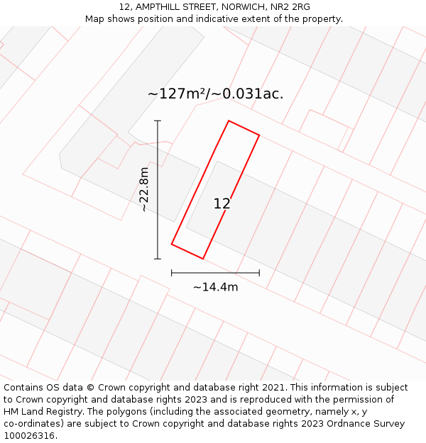 12, AMPTHILL STREET, NORWICH, NR2 2RG: Plot and title map