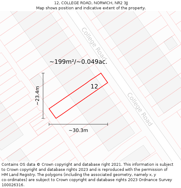 12, COLLEGE ROAD, NORWICH, NR2 3JJ: Plot and title map