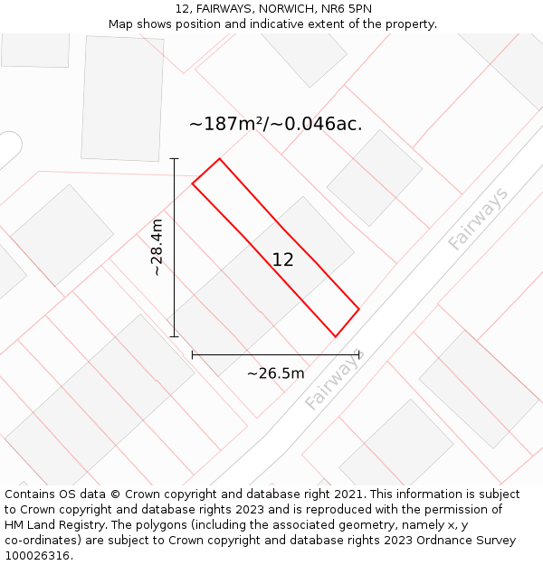12, FAIRWAYS, NORWICH, NR6 5PN: Plot and title map