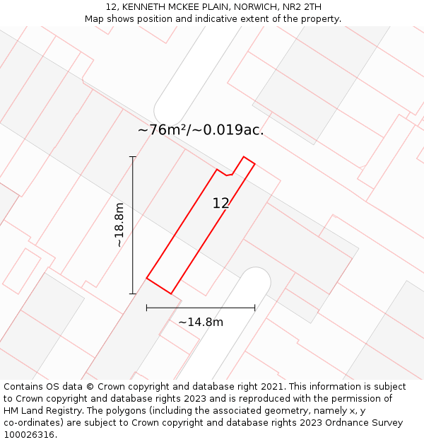 12, KENNETH MCKEE PLAIN, NORWICH, NR2 2TH: Plot and title map