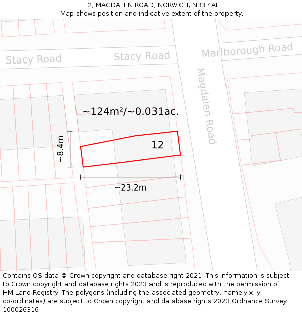 12, MAGDALEN ROAD, NORWICH, NR3 4AE: Plot and title map