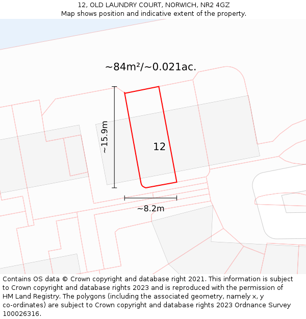 12, OLD LAUNDRY COURT, NORWICH, NR2 4GZ: Plot and title map
