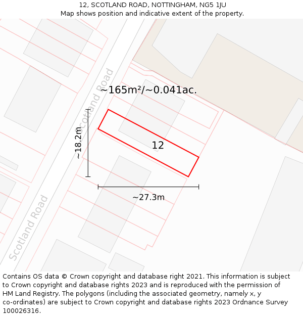 12, SCOTLAND ROAD, NOTTINGHAM, NG5 1JU: Plot and title map