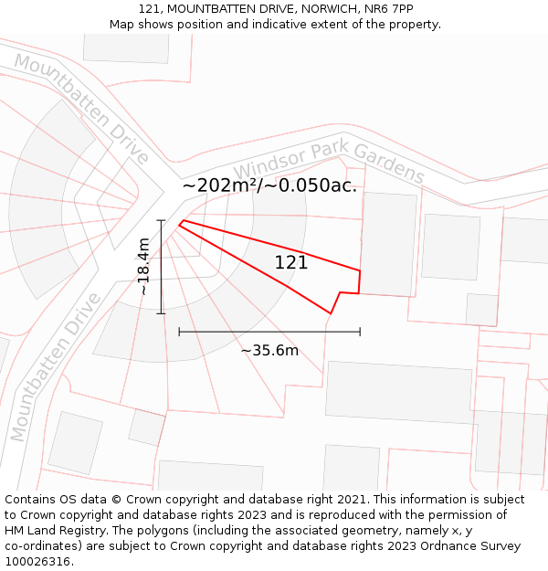 121, MOUNTBATTEN DRIVE, NORWICH, NR6 7PP: Plot and title map