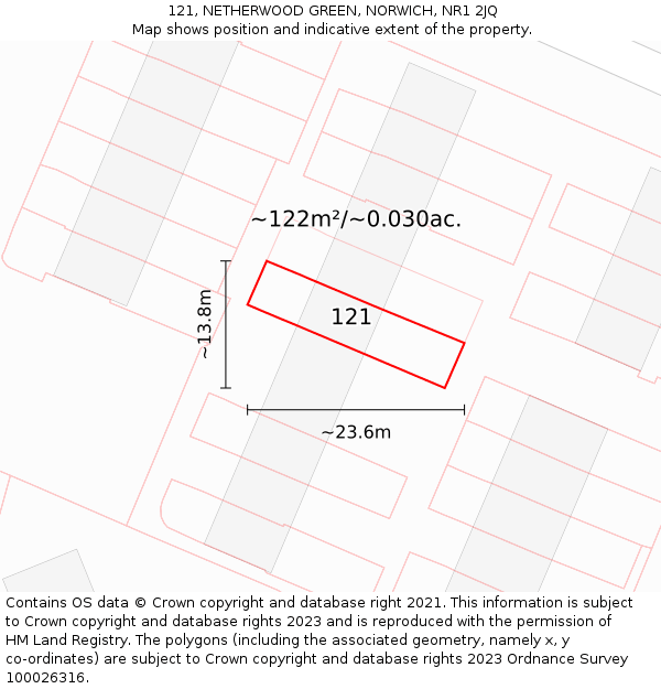 121, NETHERWOOD GREEN, NORWICH, NR1 2JQ: Plot and title map