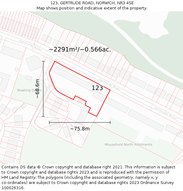 123, GERTRUDE ROAD, NORWICH, NR3 4SE: Plot and title map