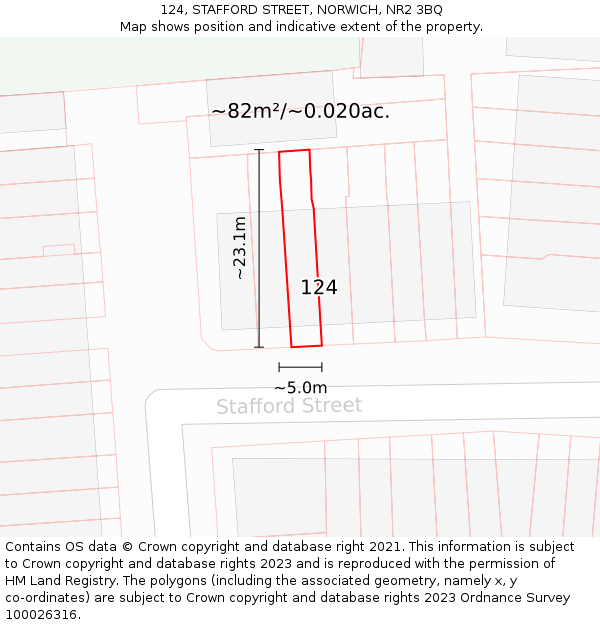 124, STAFFORD STREET, NORWICH, NR2 3BQ: Plot and title map