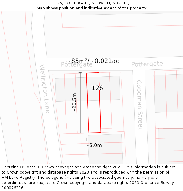 126, POTTERGATE, NORWICH, NR2 1EQ: Plot and title map