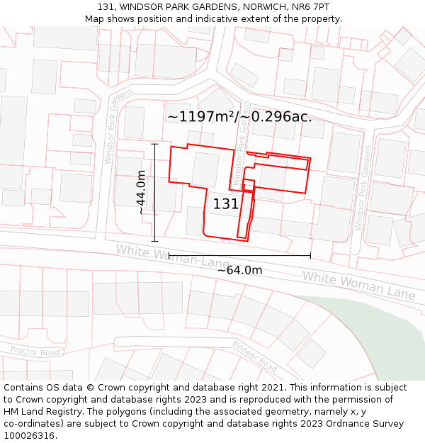 131, WINDSOR PARK GARDENS, NORWICH, NR6 7PT: Plot and title map