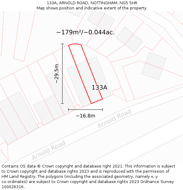 133A, ARNOLD ROAD, NOTTINGHAM, NG5 5HR: Plot and title map