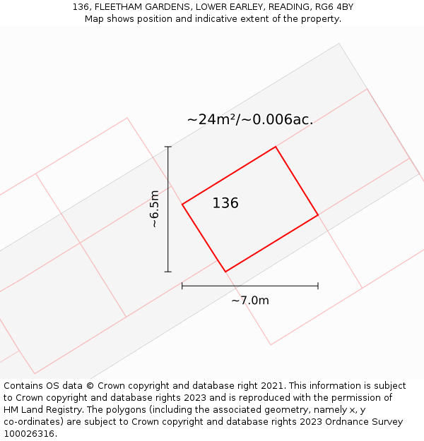 136, FLEETHAM GARDENS, LOWER EARLEY, READING, RG6 4BY: Plot and title map