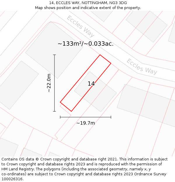 14, ECCLES WAY, NOTTINGHAM, NG3 3DG: Plot and title map