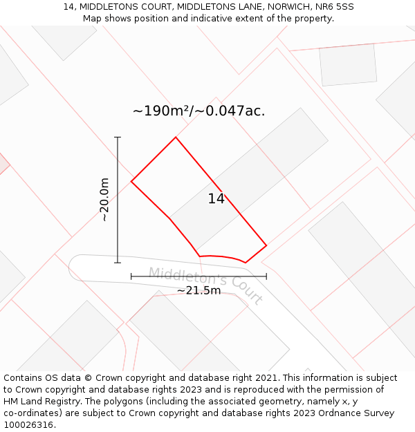 14, MIDDLETONS COURT, MIDDLETONS LANE, NORWICH, NR6 5SS: Plot and title map