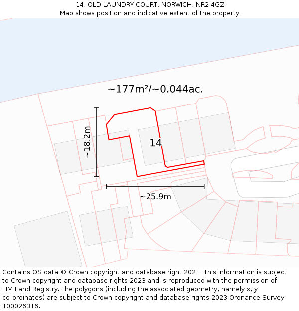 14, OLD LAUNDRY COURT, NORWICH, NR2 4GZ: Plot and title map
