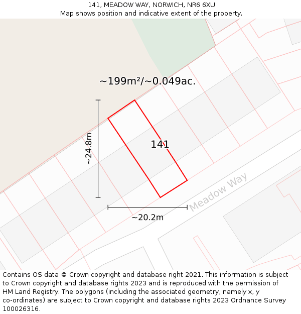 141, MEADOW WAY, NORWICH, NR6 6XU: Plot and title map