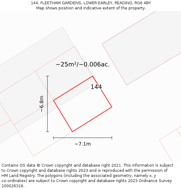 144, FLEETHAM GARDENS, LOWER EARLEY, READING, RG6 4BY: Plot and title map