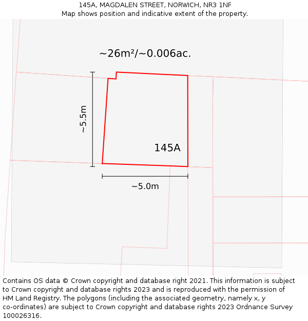 145A, MAGDALEN STREET, NORWICH, NR3 1NF: Plot and title map