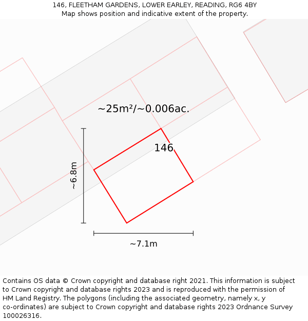 146, FLEETHAM GARDENS, LOWER EARLEY, READING, RG6 4BY: Plot and title map