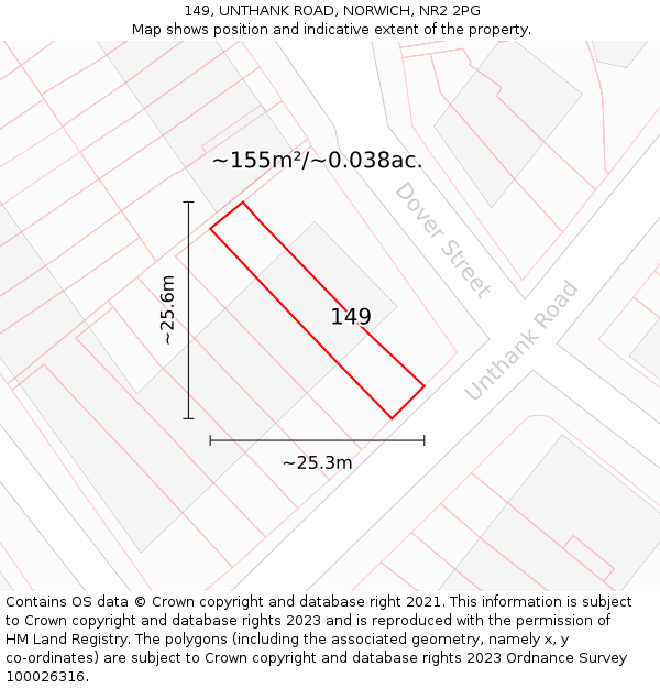149, UNTHANK ROAD, NORWICH, NR2 2PG: Plot and title map