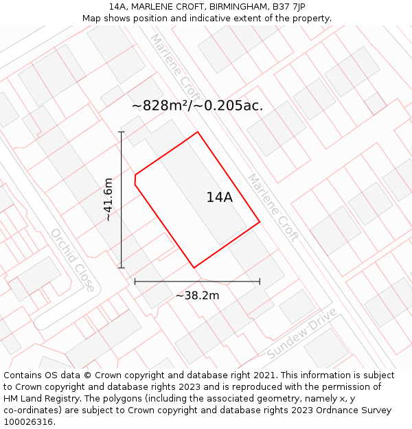 14A, MARLENE CROFT, BIRMINGHAM, B37 7JP: Plot and title map