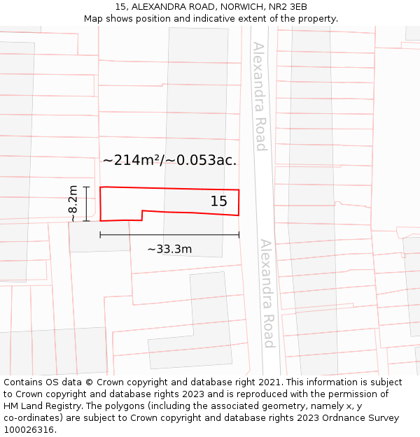 15, ALEXANDRA ROAD, NORWICH, NR2 3EB: Plot and title map