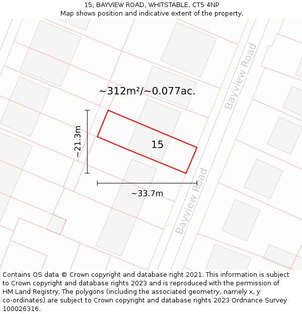 15, BAYVIEW ROAD, WHITSTABLE, CT5 4NP: Plot and title map