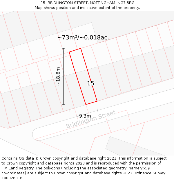 15, BRIDLINGTON STREET, NOTTINGHAM, NG7 5BG: Plot and title map