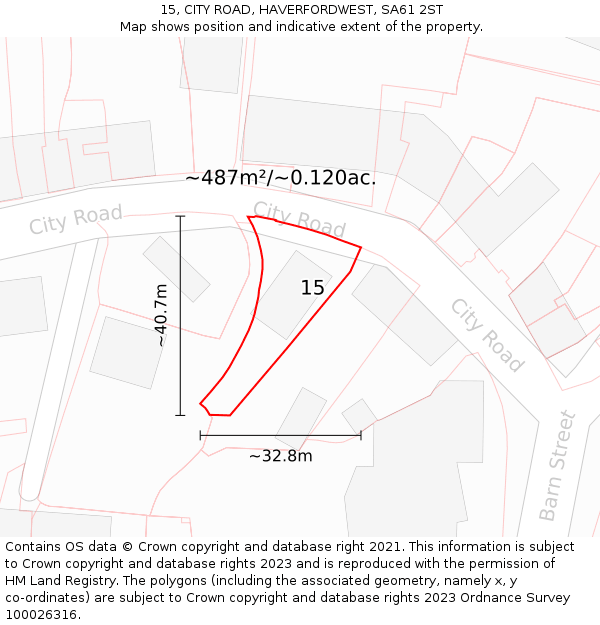 15, CITY ROAD, HAVERFORDWEST, SA61 2ST: Plot and title map