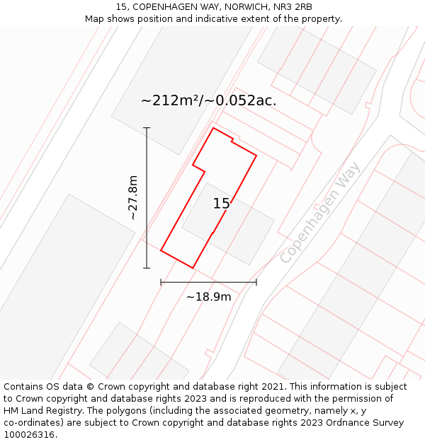 15, COPENHAGEN WAY, NORWICH, NR3 2RB: Plot and title map