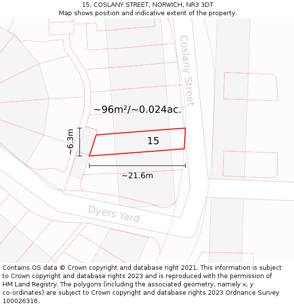 15, COSLANY STREET, NORWICH, NR3 3DT: Plot and title map