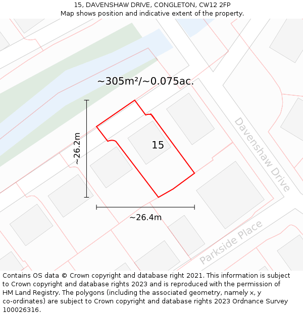 15, DAVENSHAW DRIVE, CONGLETON, CW12 2FP: Plot and title map