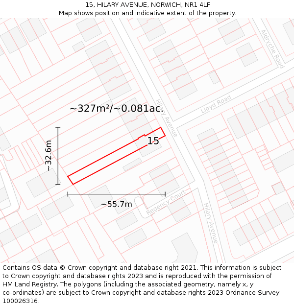 15, HILARY AVENUE, NORWICH, NR1 4LF: Plot and title map