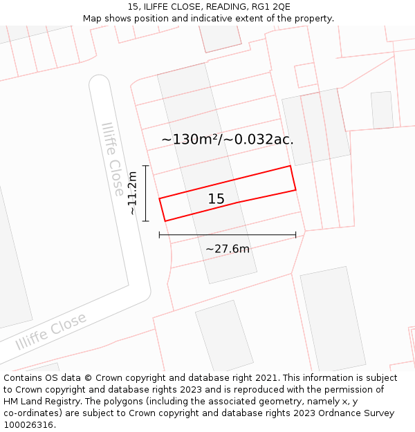 15, ILIFFE CLOSE, READING, RG1 2QE: Plot and title map