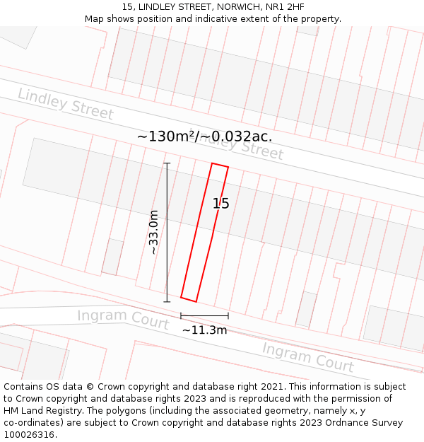 15, LINDLEY STREET, NORWICH, NR1 2HF: Plot and title map