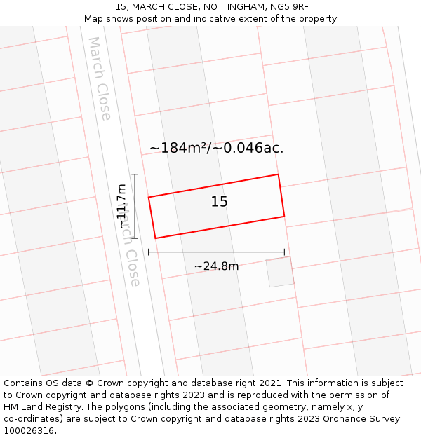 15, MARCH CLOSE, NOTTINGHAM, NG5 9RF: Plot and title map