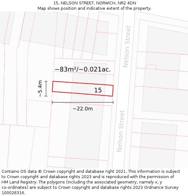 15, NELSON STREET, NORWICH, NR2 4DN: Plot and title map