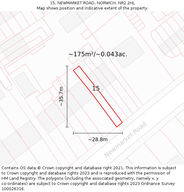 15, NEWMARKET ROAD, NORWICH, NR2 2HL: Plot and title map