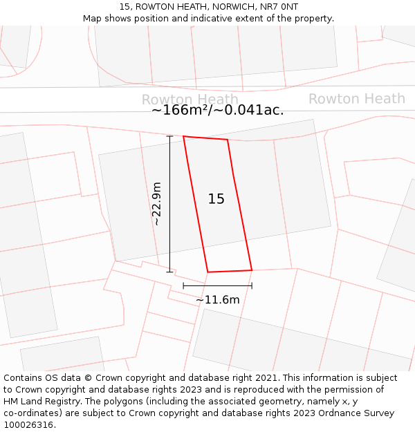 15, ROWTON HEATH, NORWICH, NR7 0NT: Plot and title map