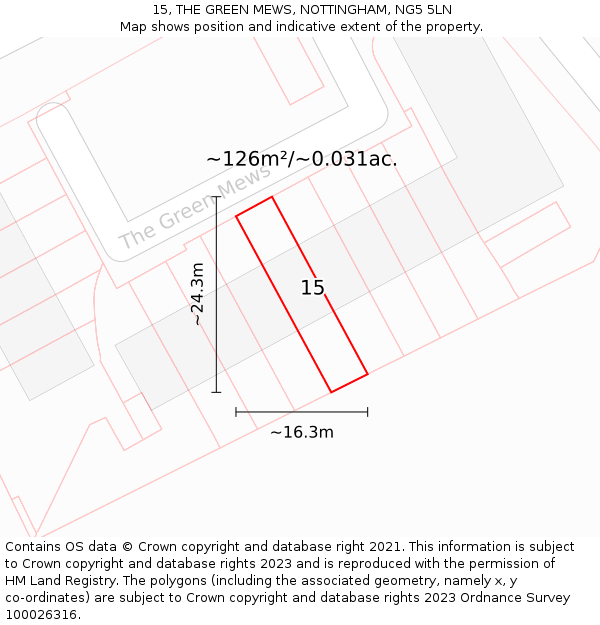 15, THE GREEN MEWS, NOTTINGHAM, NG5 5LN: Plot and title map