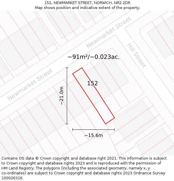 152, NEWMARKET STREET, NORWICH, NR2 2DR: Plot and title map
