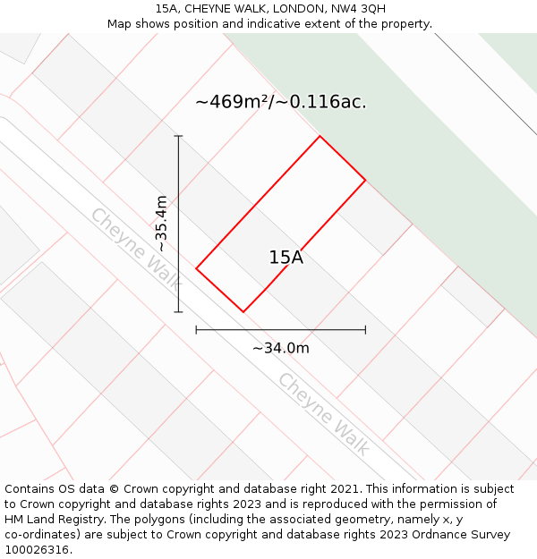 15A, CHEYNE WALK, LONDON, NW4 3QH: Plot and title map