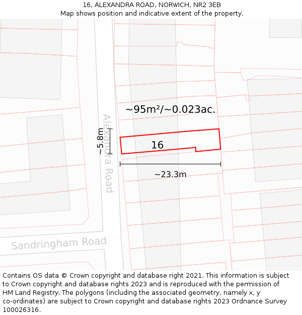 16, ALEXANDRA ROAD, NORWICH, NR2 3EB: Plot and title map