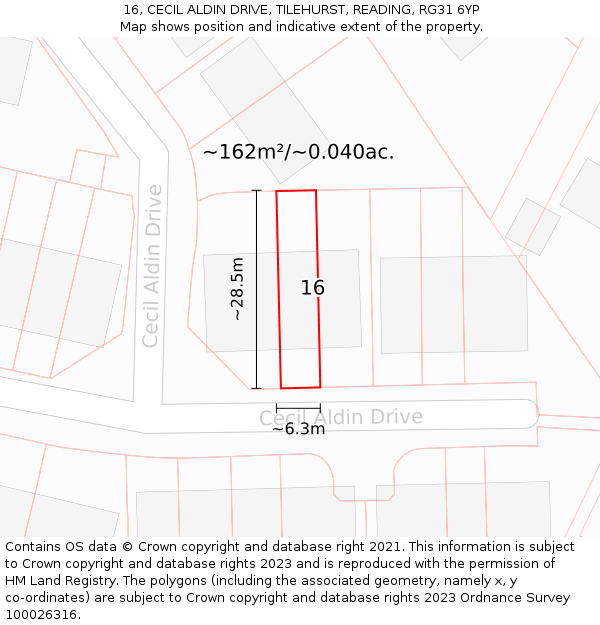 16, CECIL ALDIN DRIVE, TILEHURST, READING, RG31 6YP: Plot and title map