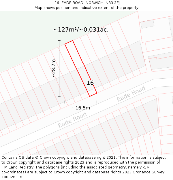 16, EADE ROAD, NORWICH, NR3 3EJ: Plot and title map