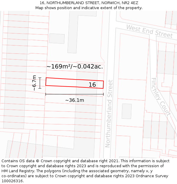 16, NORTHUMBERLAND STREET, NORWICH, NR2 4EZ: Plot and title map