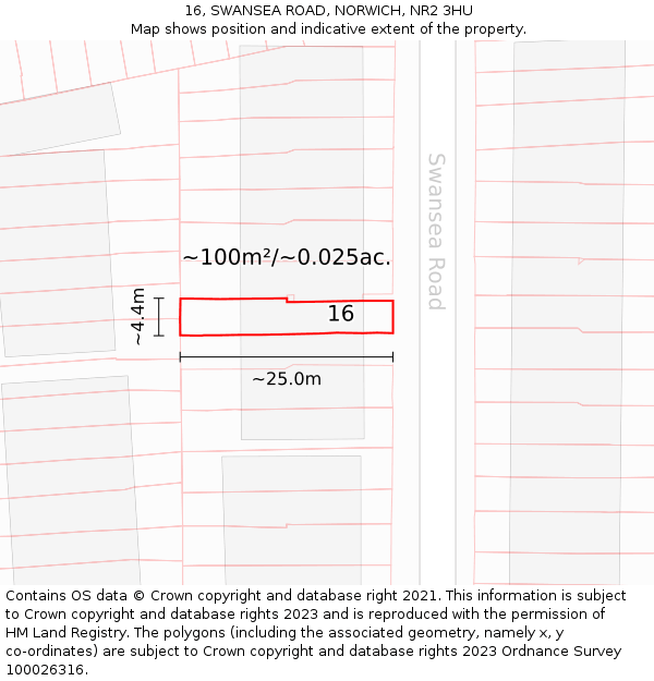 16, SWANSEA ROAD, NORWICH, NR2 3HU: Plot and title map