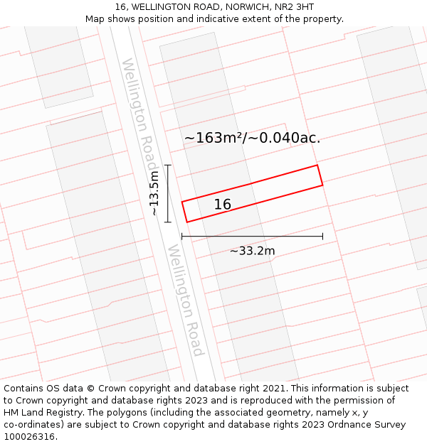 16, WELLINGTON ROAD, NORWICH, NR2 3HT: Plot and title map