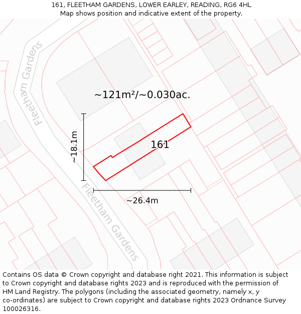 161, FLEETHAM GARDENS, LOWER EARLEY, READING, RG6 4HL: Plot and title map
