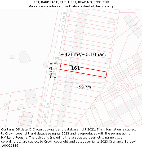 161, PARK LANE, TILEHURST, READING, RG31 4DR: Plot and title map