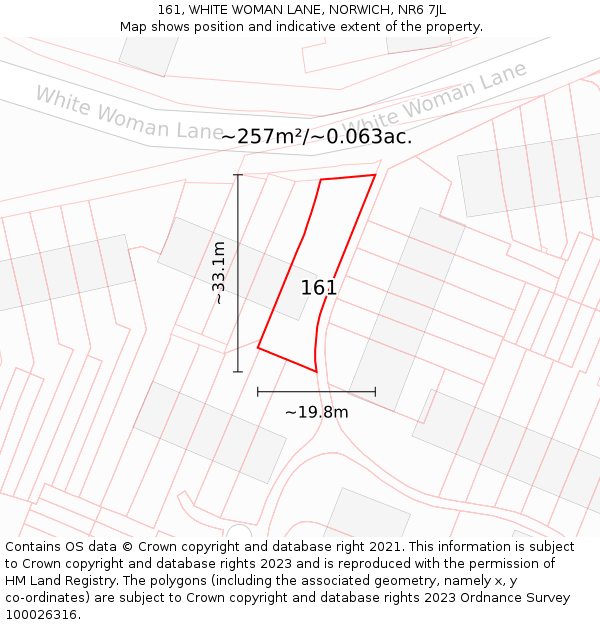 161, WHITE WOMAN LANE, NORWICH, NR6 7JL: Plot and title map